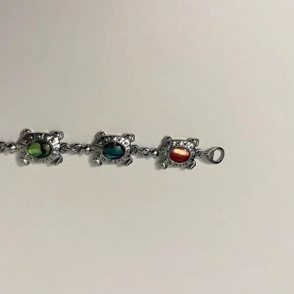 Multi Coloured Turtle Shell Bracelet 7 Inch Long - Picture 8 of 16